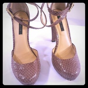 NWOT RACHEL ZOE Python Ankle Strap Platform Heels